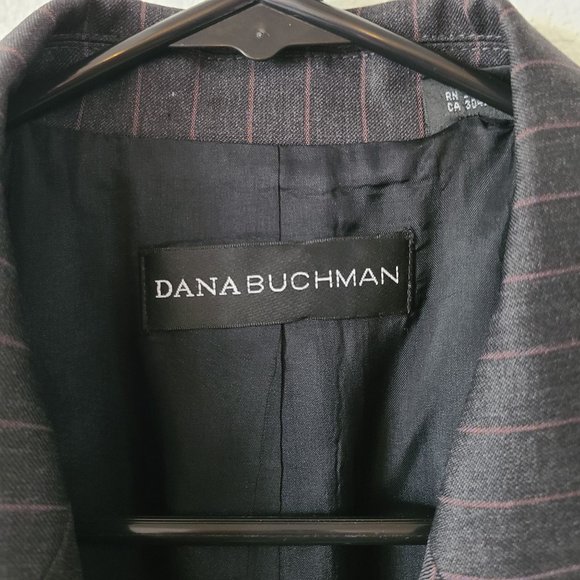 Dana Buchman Women's Size 8 Dark Grey Pinstripe 100% Wool 2-Button Blazer - Picture 3 of 12